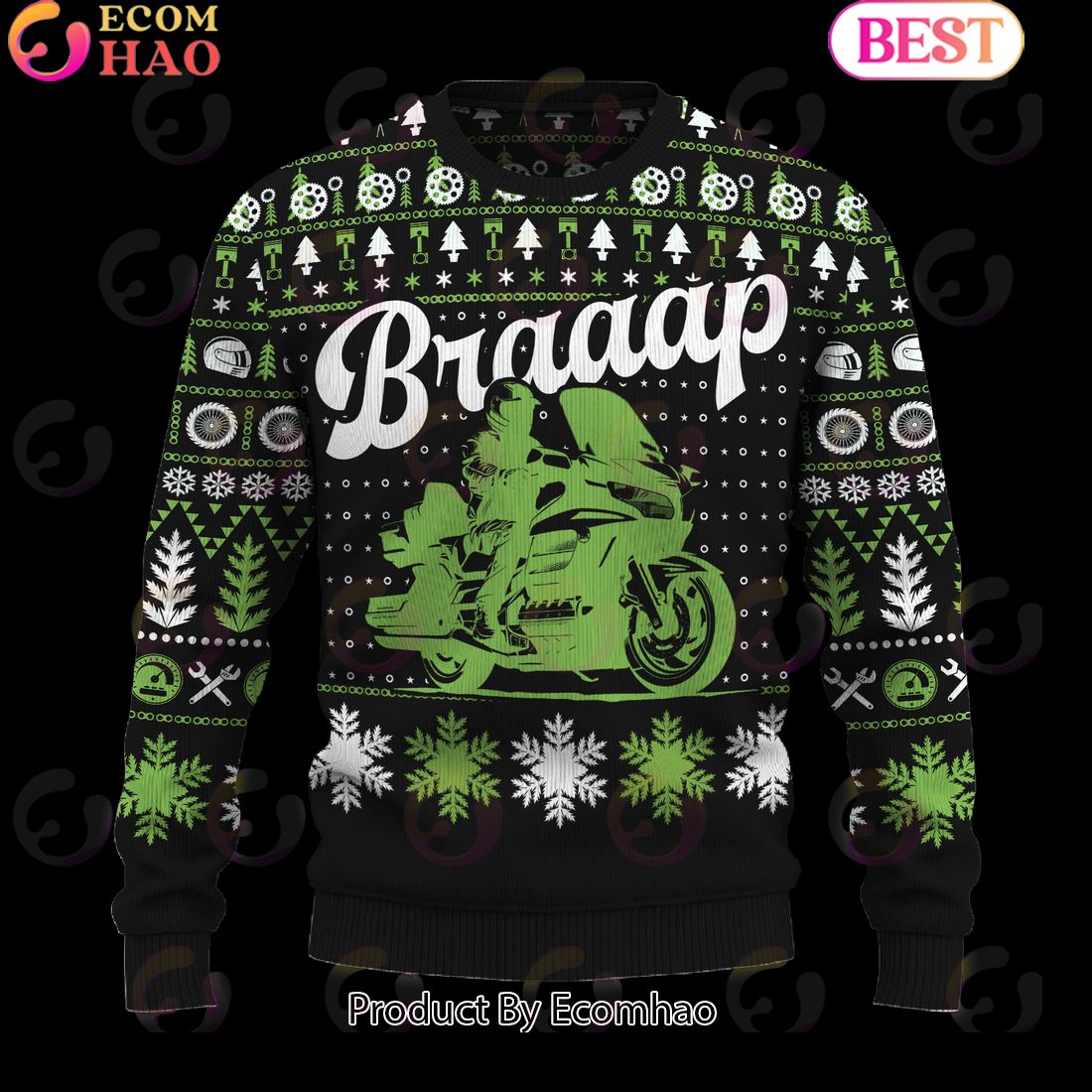 Braaap Gold Wing Christmas Sweater