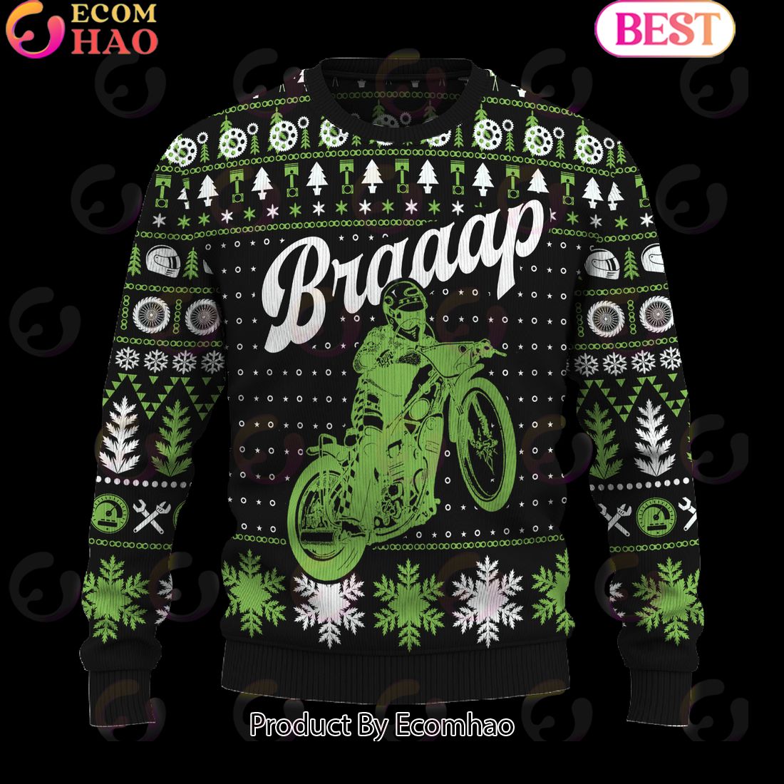 Braaap Grass Tracker Bike Ugly Christmas Sweater