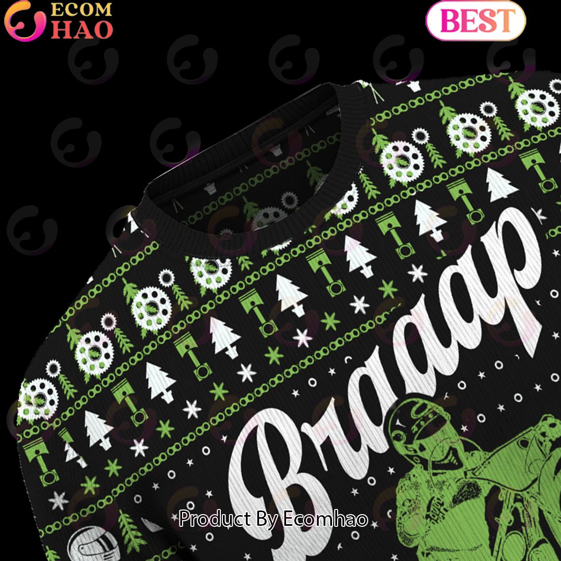 Braaap Grass Tracker Bike Ugly Christmas Sweater