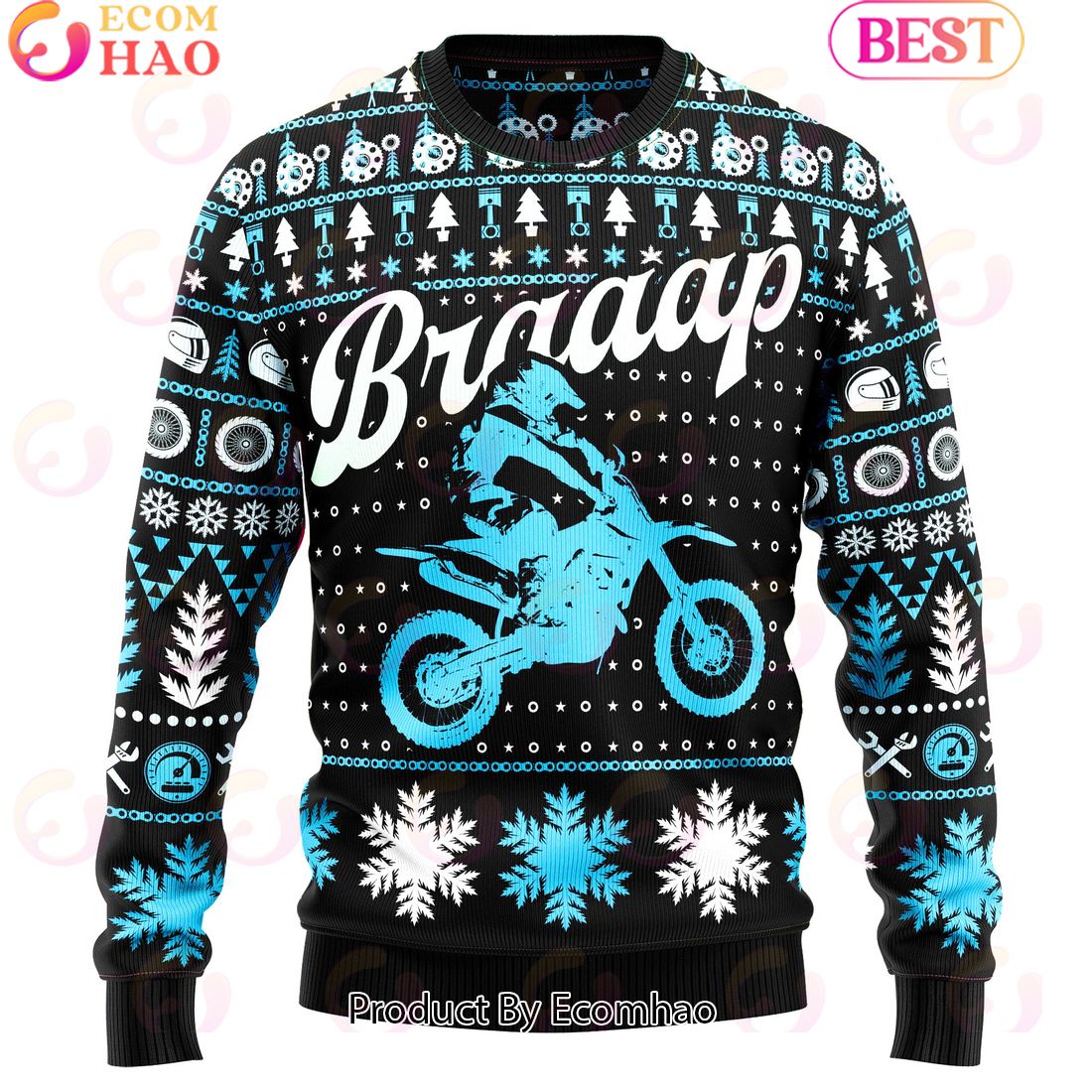 Braaap Moto Ugly Christmas Sweater – Blue Version