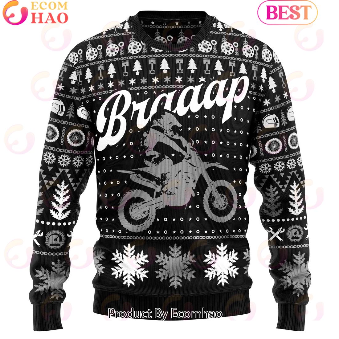 Braaap Moto Ugly Christmas Sweater – Grey Version