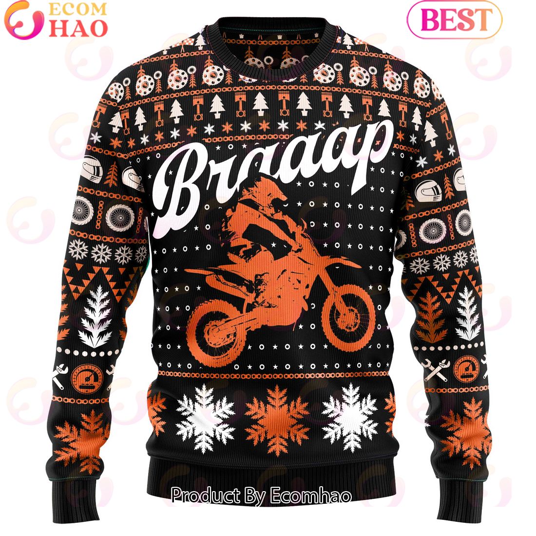 Braaap Moto Ugly Christmas Sweater – Orange Version