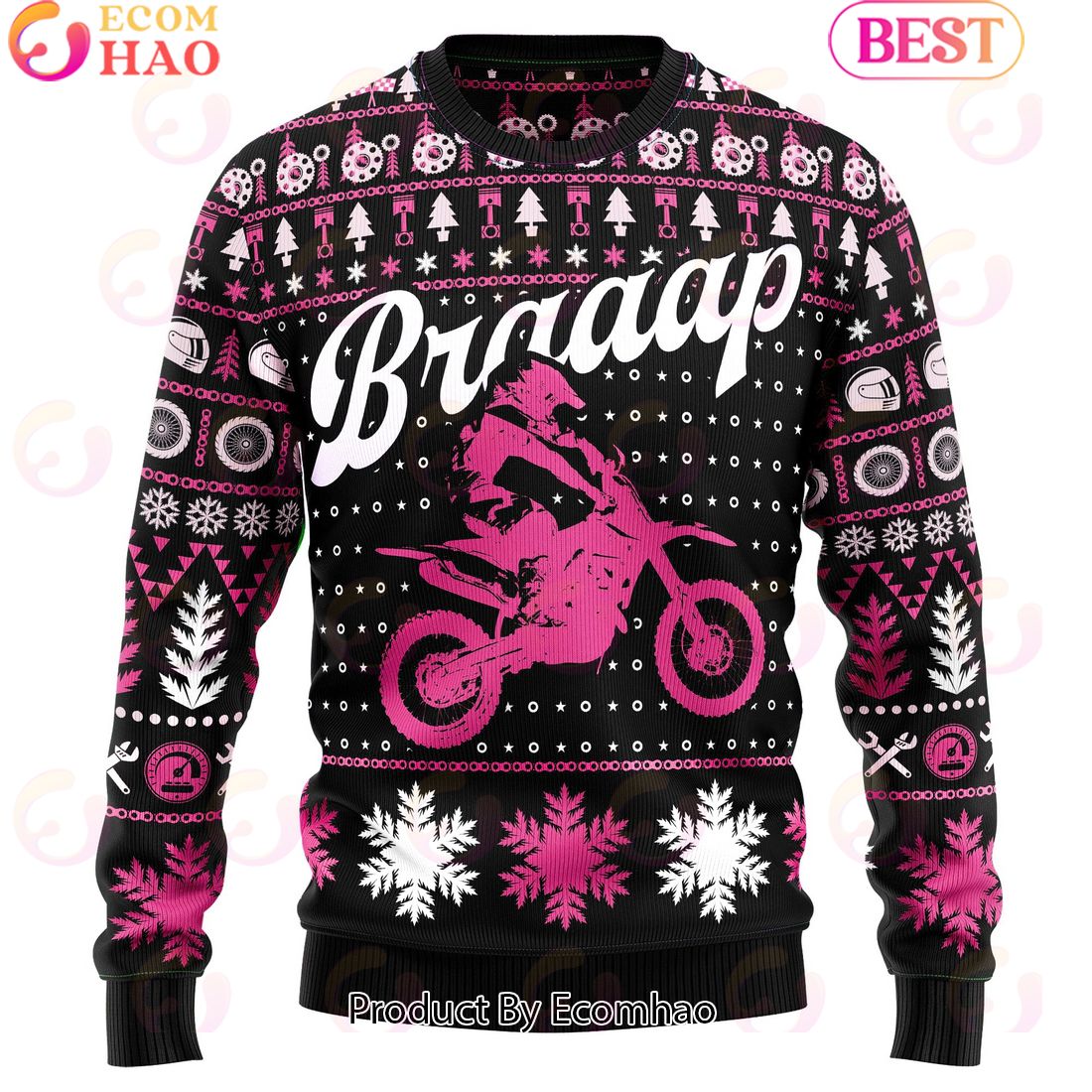 Braaap Moto Ugly Christmas Sweater – Pink Version