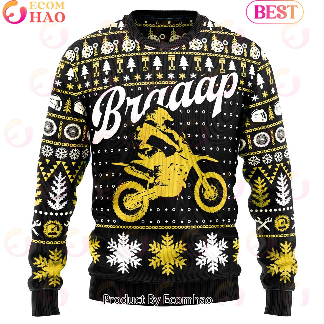 Braaap Moto Ugly Christmas Sweater – Yellow Version