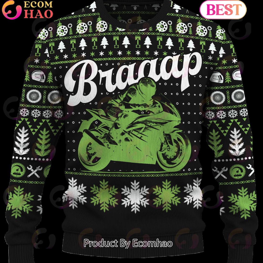 Braaap Thrust Sportbike Christmas Sweater