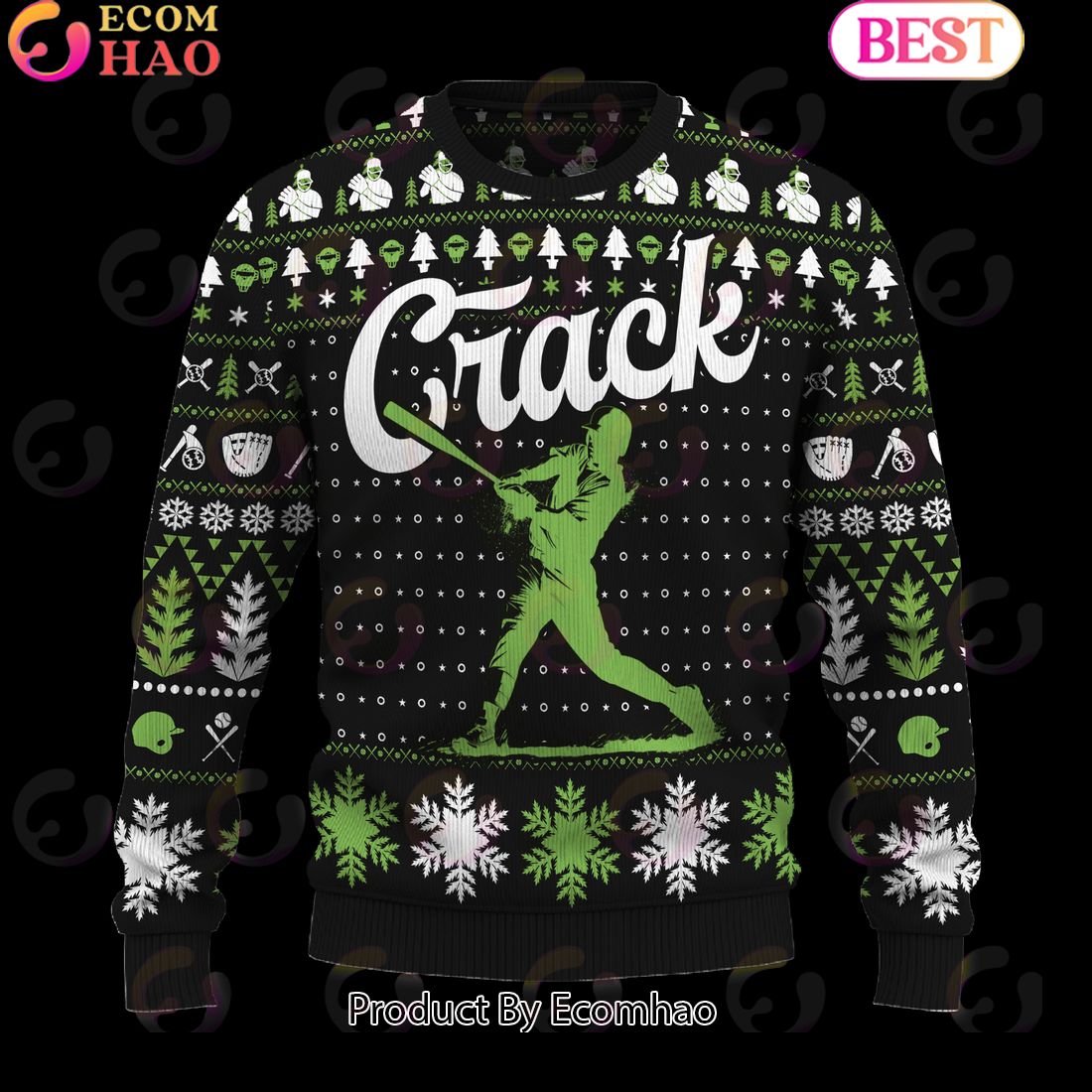 Crack Baseball Christmas Sweater