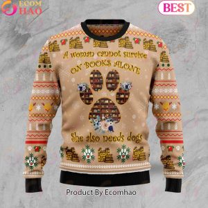 Dog And Book Lover Ugly Christmas Sweater Dog And Book Lover Ugly Christmas Sweater