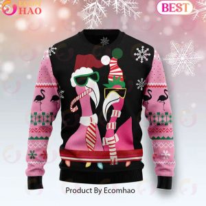 Flamingo Candy Cane Ugly Christmas Sweater