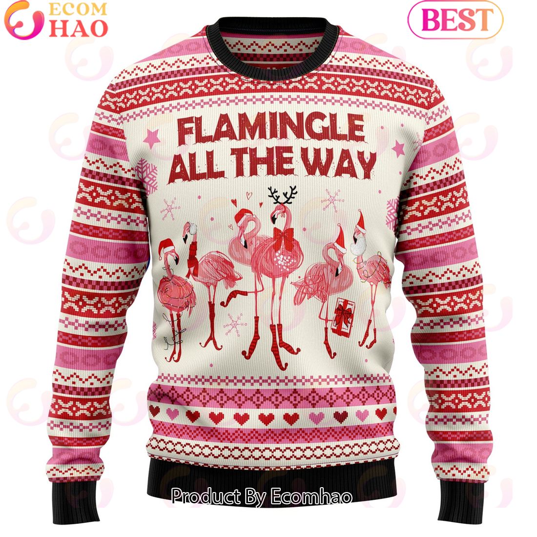 Flamingo Flamingle All The Ways Ugly Christmas Sweater