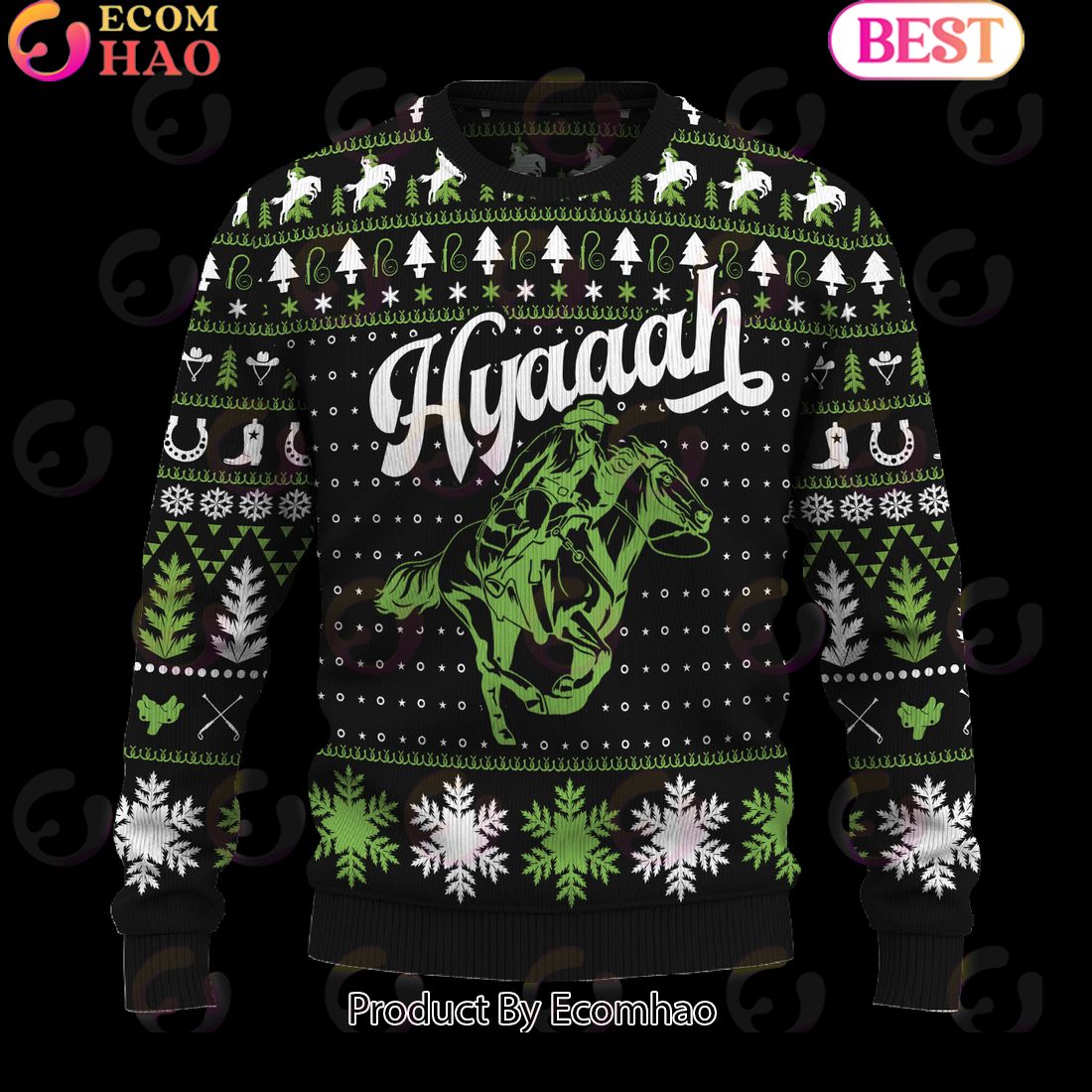 Hyaaah Horse Riding Ugly Christmas Sweater