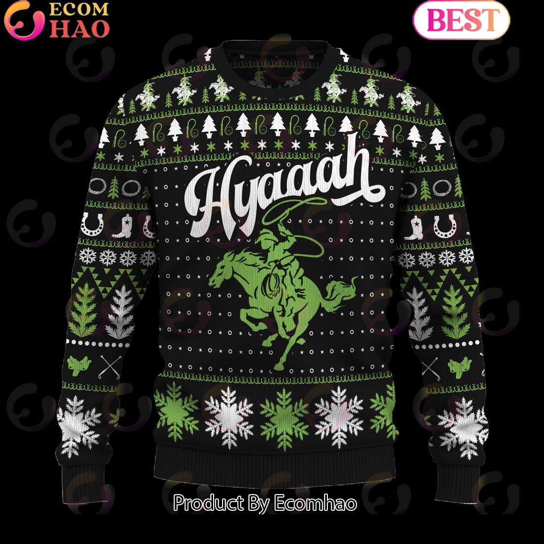 Hyaaah Horse Rodeo Ugly Christmas Sweater