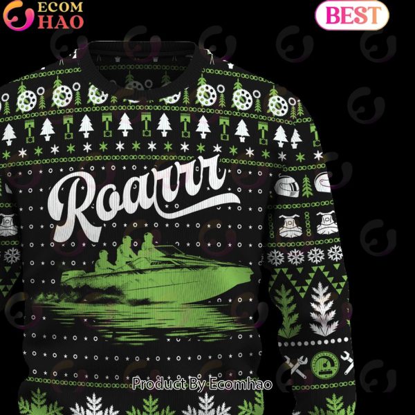 Roarrr Drag Boat Racing Ugly Christmas Sweater