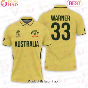 David Warner Australia Men National Cricket Team Cricket World Cup 2023 Polo Shirt David Warner Australia Men National Cricket Team Cricket World Cup 2023 Polo Shirt