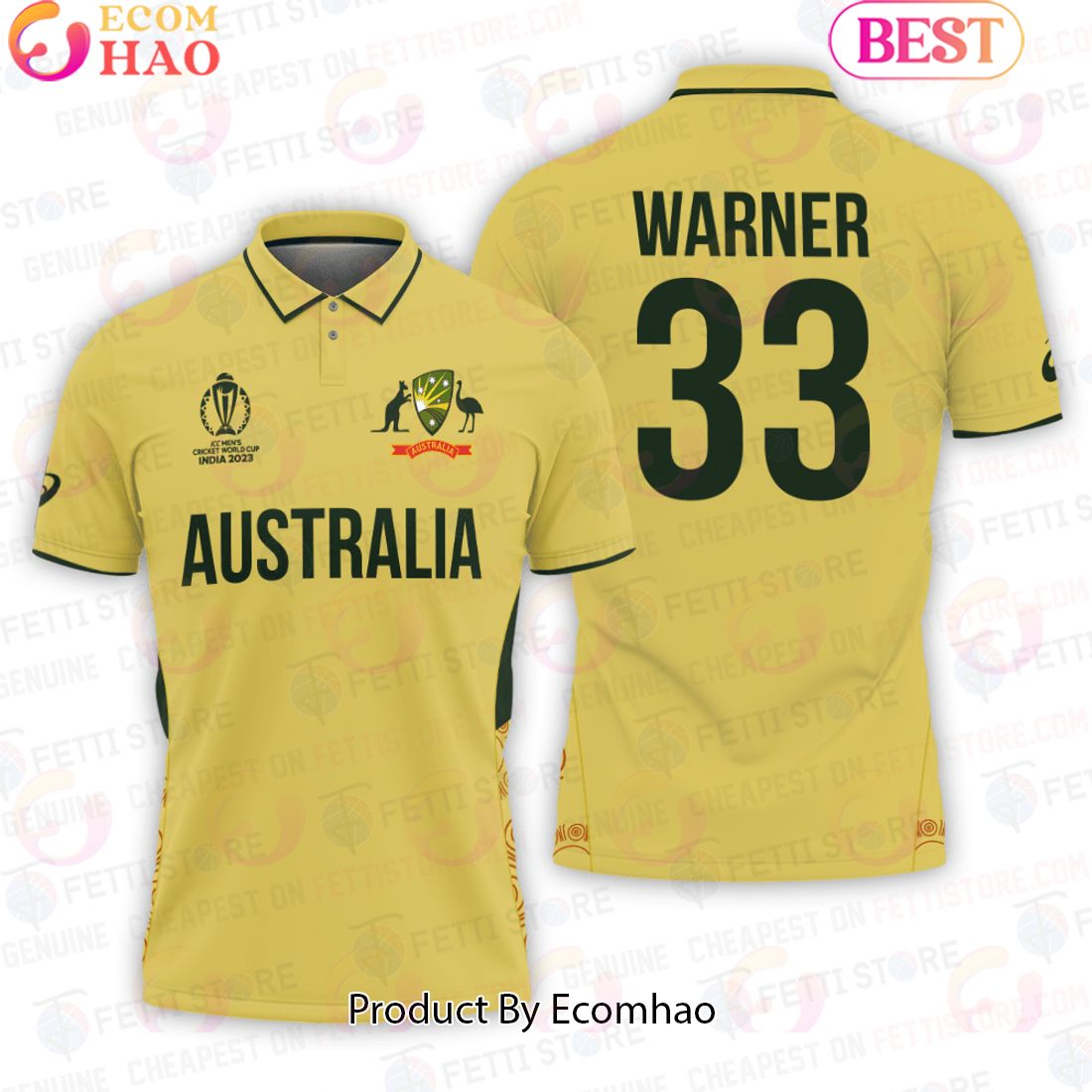 David Warner Australia Men National Cricket Team Cricket World Cup 2023 Polo Shirt