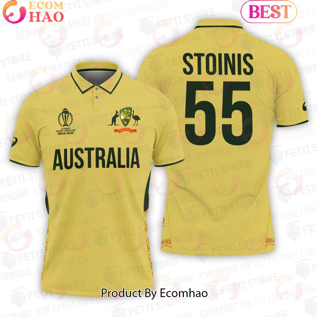 Marcus Stoinis Australia Men National Cricket Team Cricket World Cup 2023 Polo Shirt