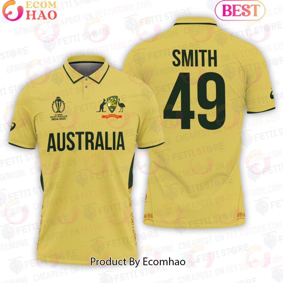 Steve Smith Australia Men National Cricket Team Cricket World Cup 2023 Polo Shirt