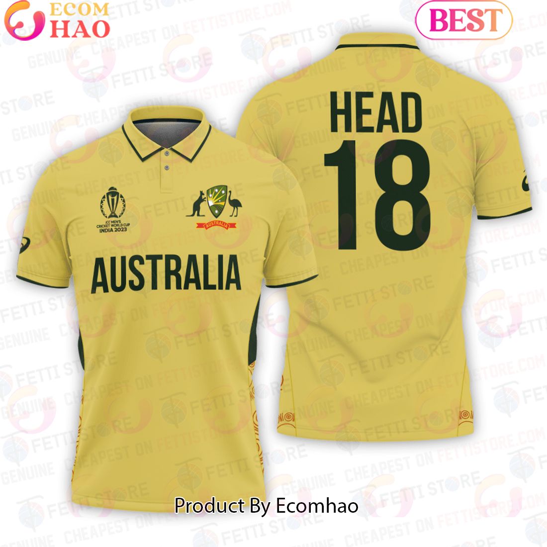 Travis Head Australia Men National Cricket Team Cricket World Cup 2023 Polo Shirt