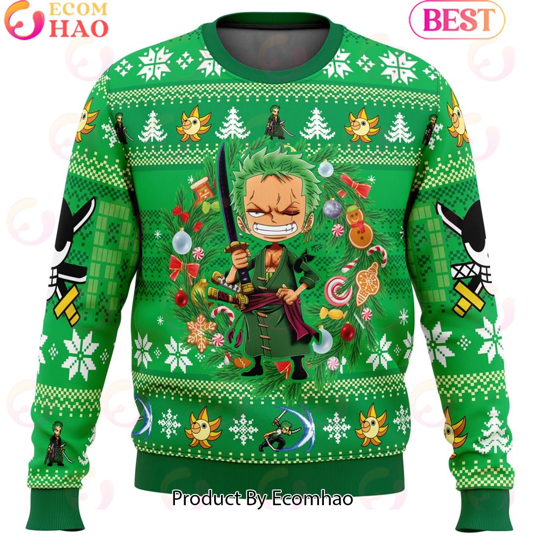 Christmas Zoro One Piece Ugly Christmas Sweater Perfect And Unique Gifts For Adults Kids On Christmas