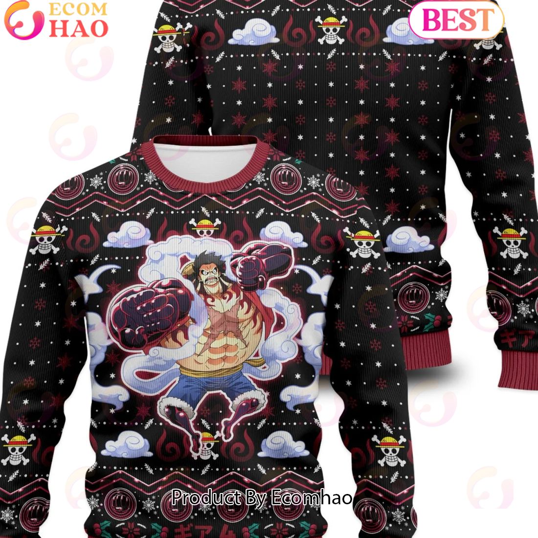 Gear 4 Luffy Christmas One Piece Ugly Christmas Sweater Perfect And Unique Gifts For Adults Kids On Christmas