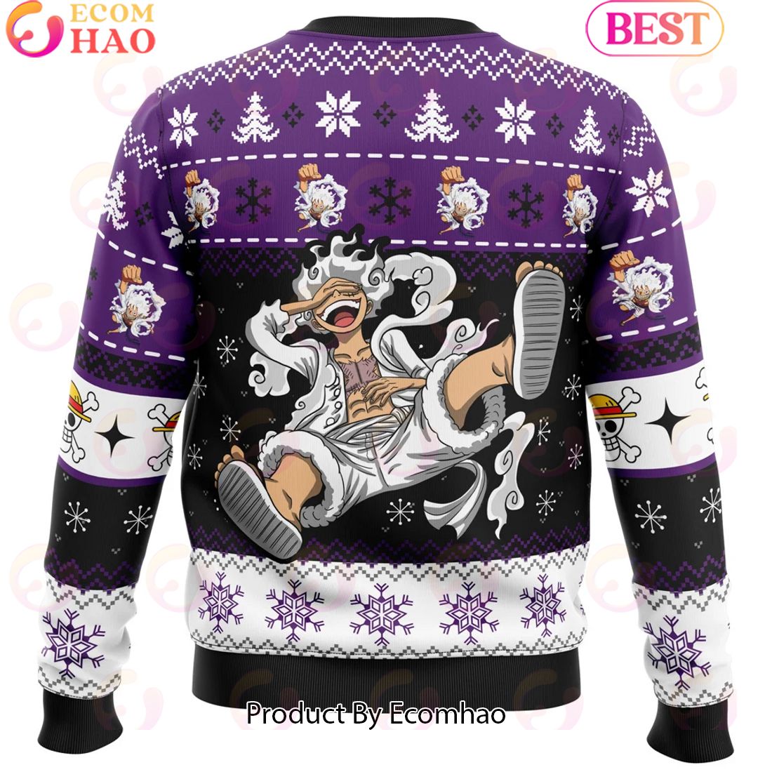 Luffy Gear 5 Sun God Nika Christmas One Piece Ugly Christmas Sweater Perfect And Unique Gifts For Adults Kids On Christmas