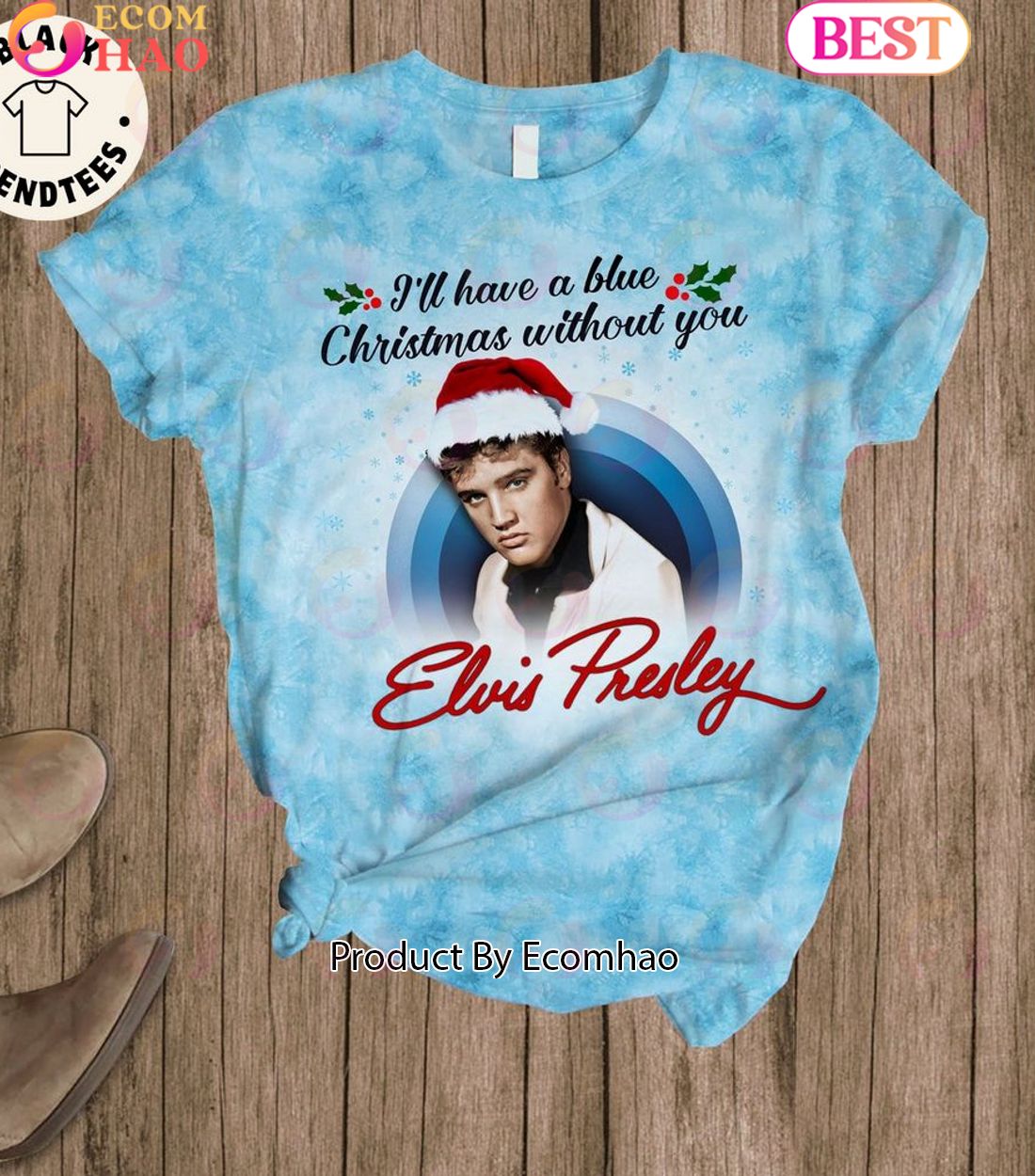 Always Elvis Blue Christmas Lyrics Pajamas Set