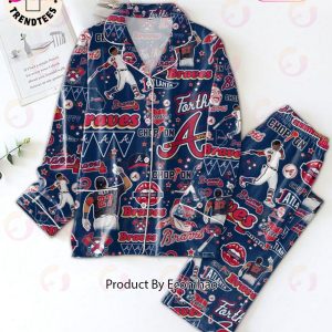 Atlanta Braves Chopion Lips Hat Design Blue Pajamas Set
