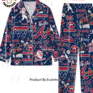 Atlanta Braves Chopion Lips Hat Design Blue Pajamas Set