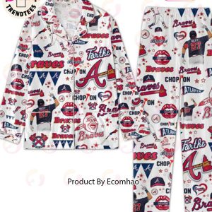 Atlanta Braves Chopion Lips Hat Design White Pajamas Set