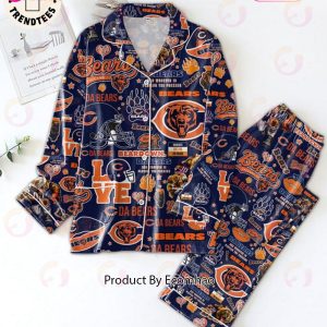 Beardown Dabears And Whoever Is Palying The Packers Mascot Design Blue Pajamas Set