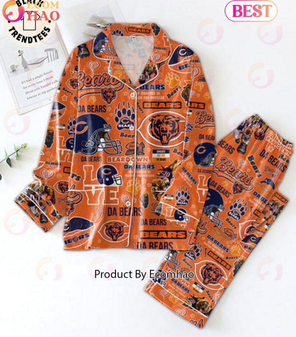Beardown Dabears And Whoever Is Palying The Packers Mascot Design Orange Pajamas Set