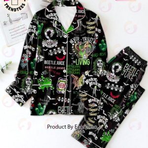 Beetle Juice Never Trust The Living Sucksyes Black Pajamas Set
