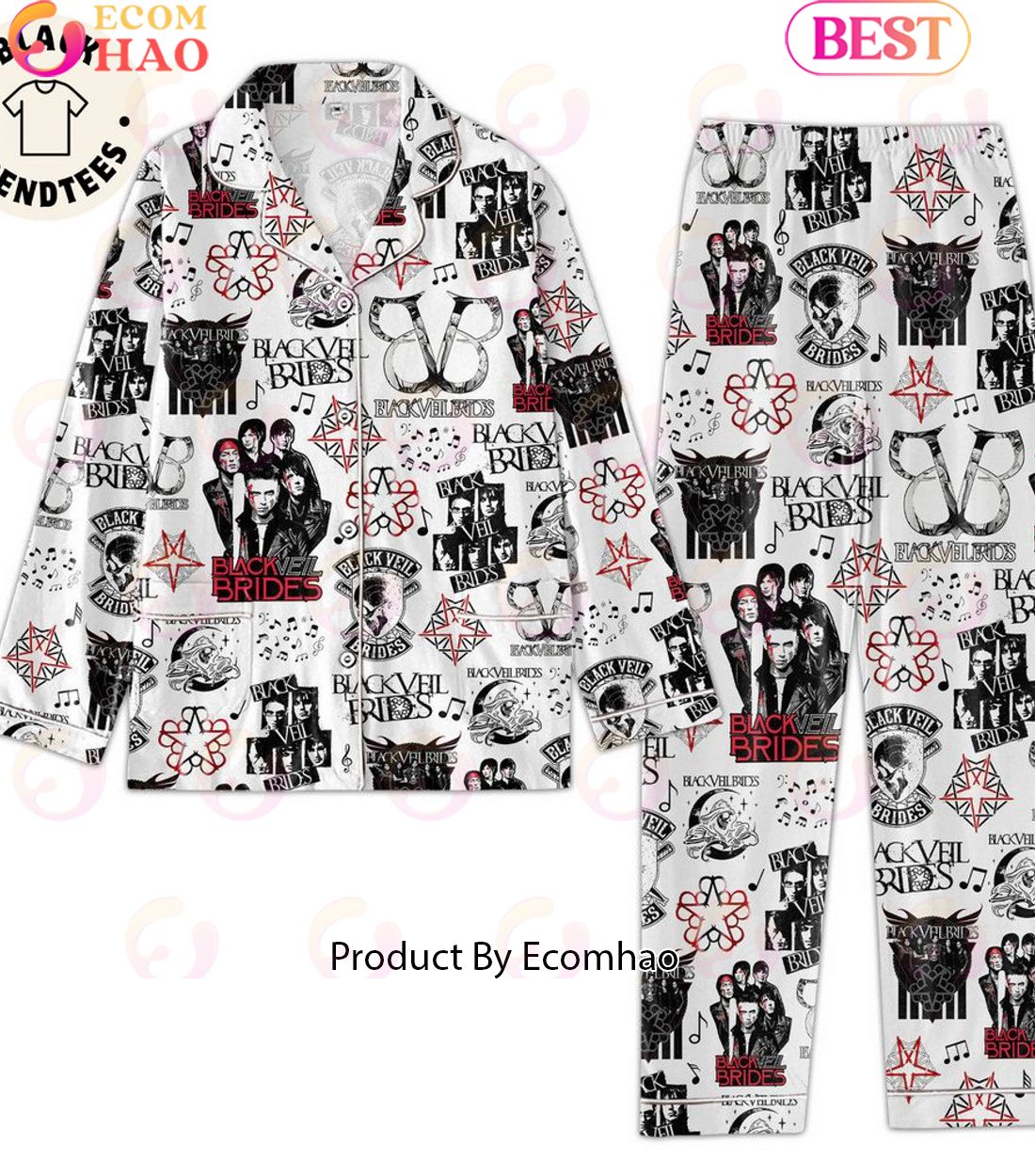 Black Veil Brides Portrait Design Pajamas Set