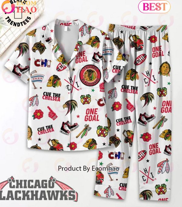 Chicago Blackhawks Cue The Chelsea One Goal Flower Design Pajamas Set