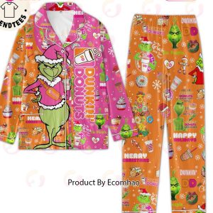 Dunkin Donuts Grinch Merry Christmas Design Pajamas Set