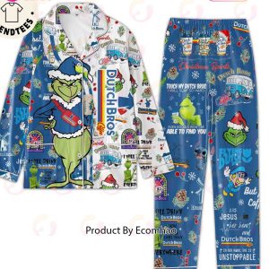 Dutch Bros Grinch  Holding A Glass Of Water To Drink Design Pajamas Set