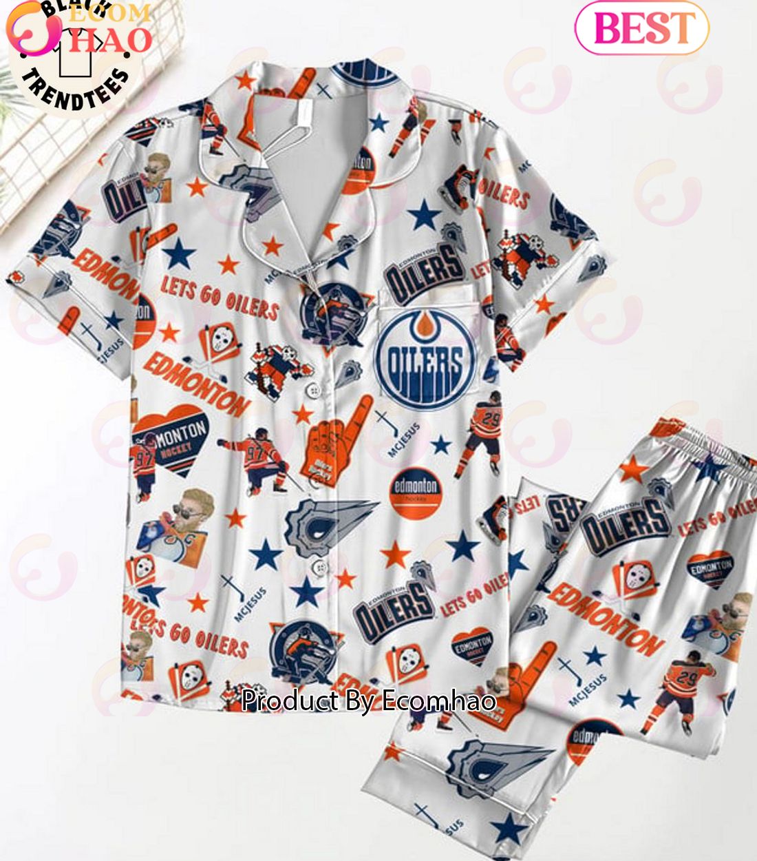 Edmonton Hockey Olders Mcjesus Design Pajamas Set