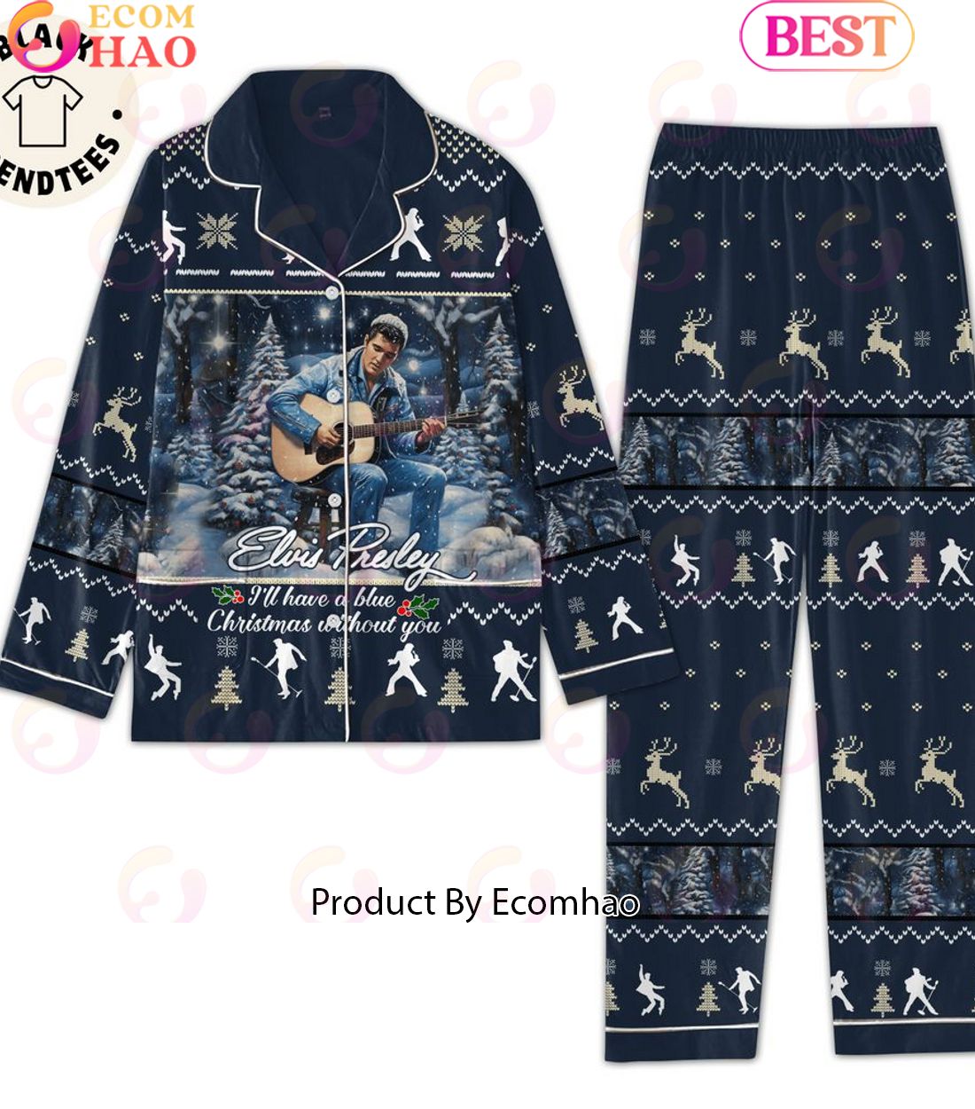 Elvis Presley Christmas Design Pajamas Set