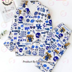 Go Big Blue Kentuckey Wild Cat White Pajamas Set