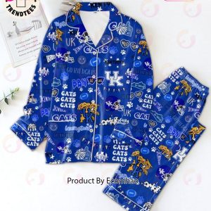 Go Big Blue Lexington Kentucky Cats Design Blue Pajamas Set