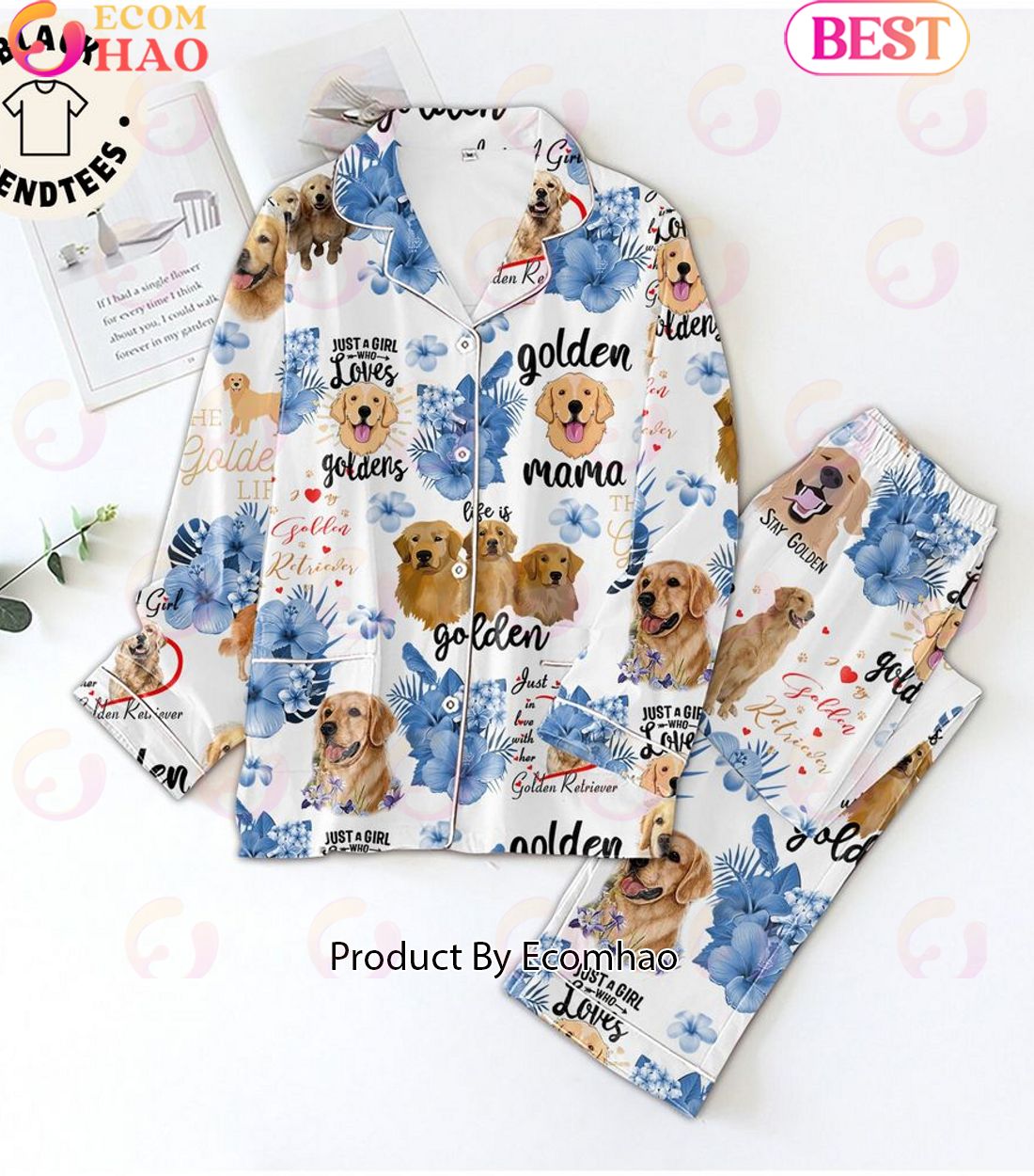 Just A Girl Who Love Goldens Mama Design Pajamas Set