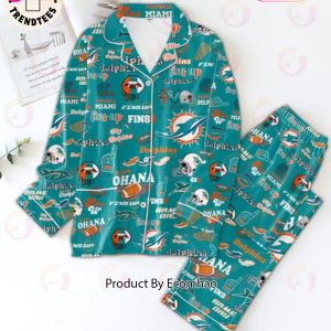 LIMITED Football Miami Fins Up My Dolphins Design Pajamas Set