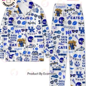 LIMITED Go Big Blue Lexington Kentucky Cats Design White Pajamas Set
