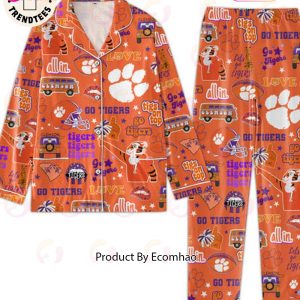 LIMITED Go Tigers Clemson Tigs On Top Love All In Orange Pajamas Set