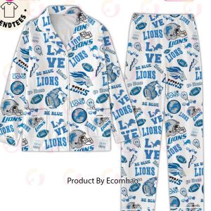 Lions Football BE Blue Masot Design Button Down Pajamas Set