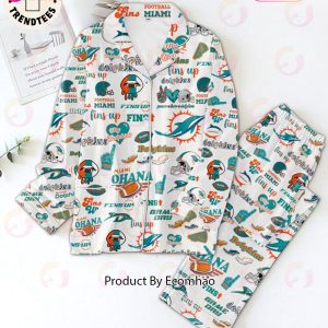 LUXURY Football Miami Fins Up My Dolphins Design White Pajamas Set