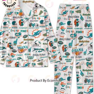 LUXURY Football Miami Fins Up My Dolphins Design White Pajamas Set
