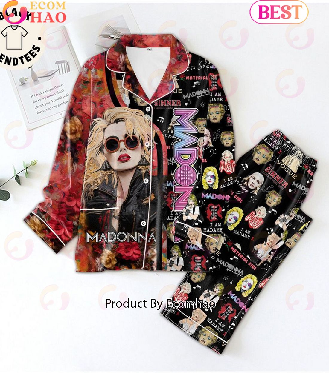 Madona Beautiful Portrait Design Pajamas Set