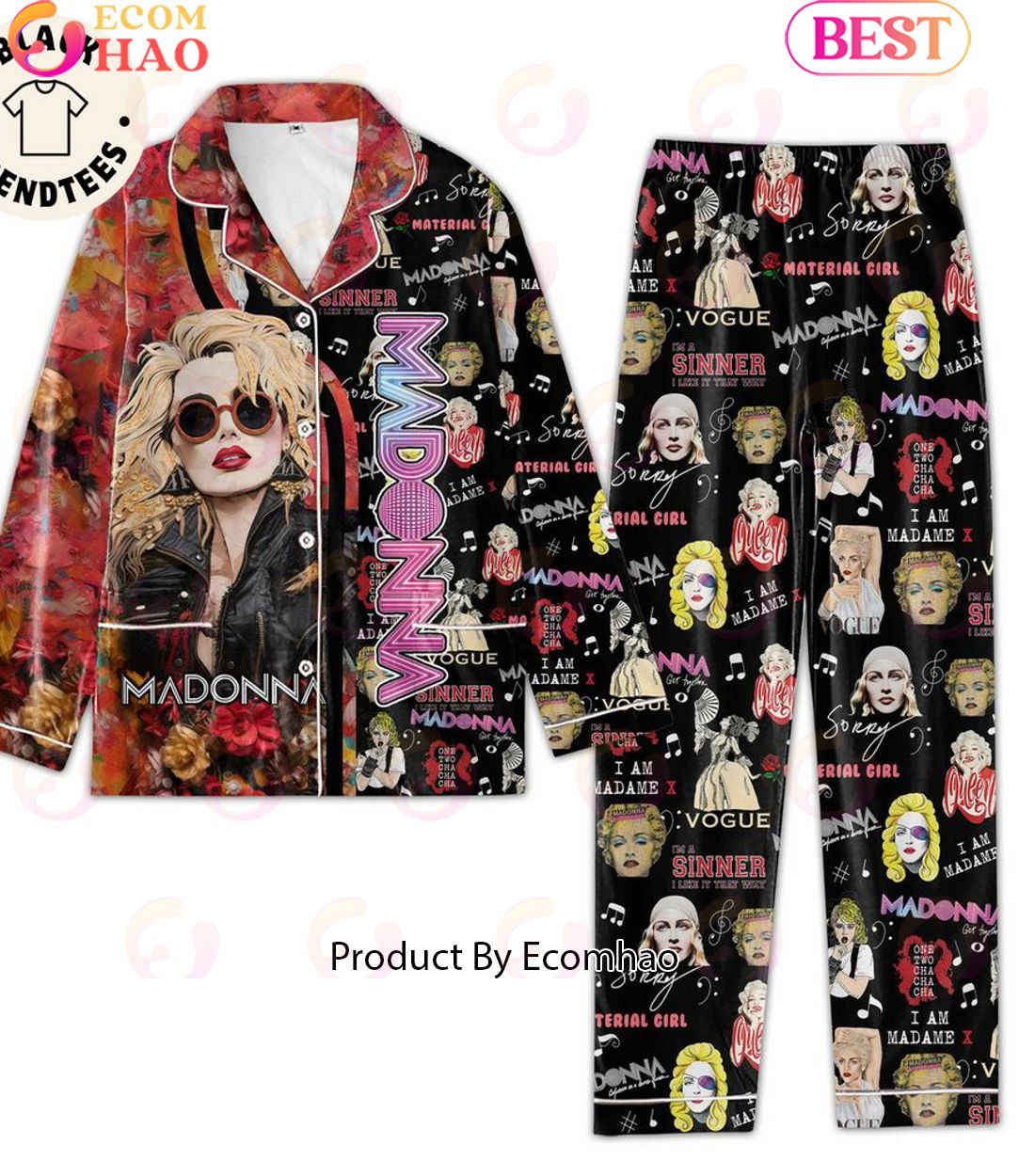 Madona Beautiful Portrait Design Pajamas Set