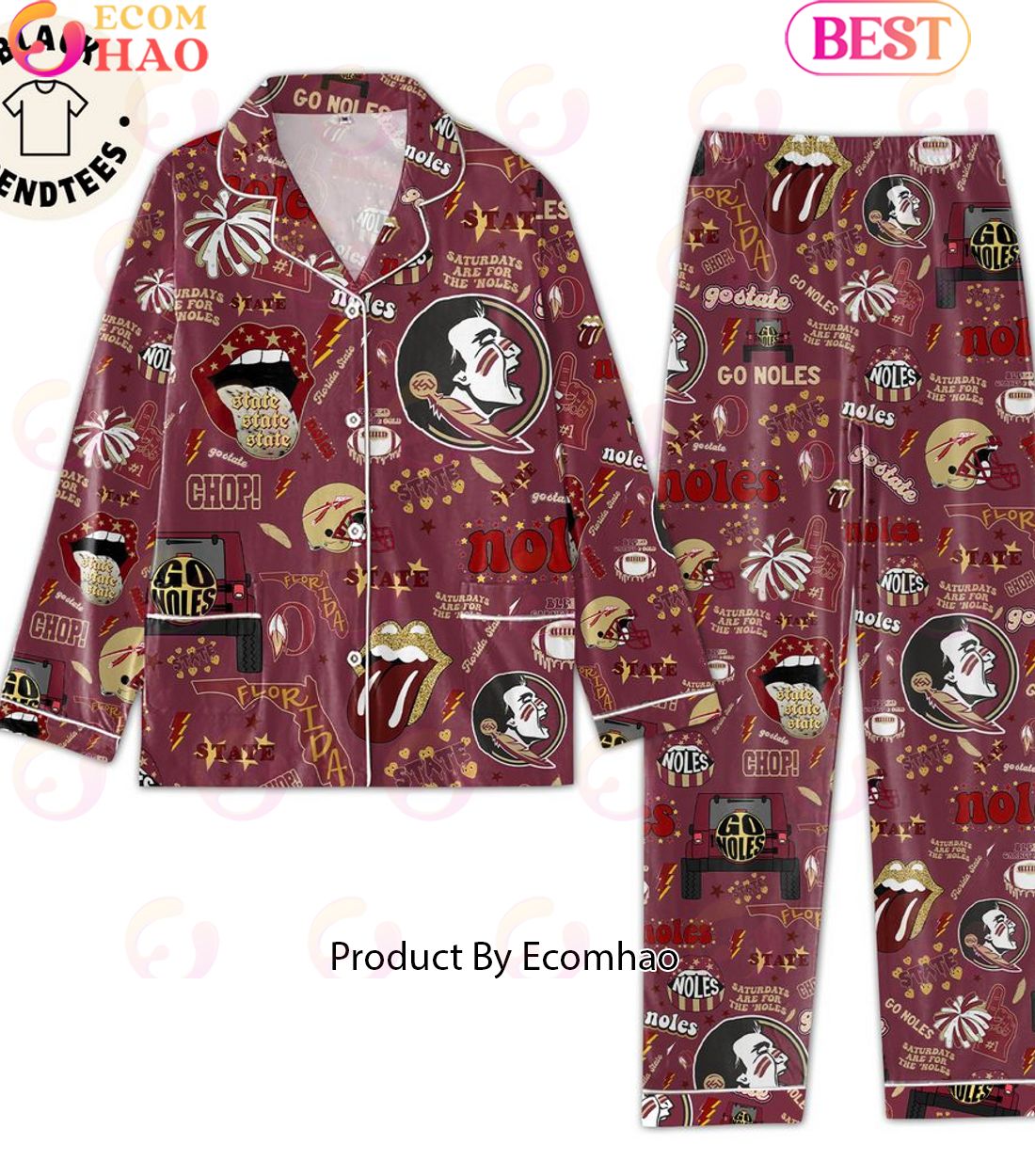 Marching Chiefs – Go Noles Go Lyrics Portrait Design Pjamas Set