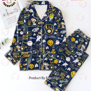Milwaukee Brewers This Is My Crew Smiley Face Dog Model Pajamas Set